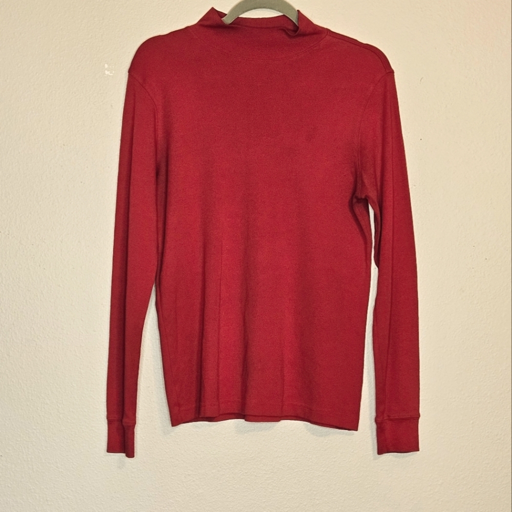 Lands End Mock Turtleneck Shirt Long Sleeve Pullover 100% Cotton Size Small